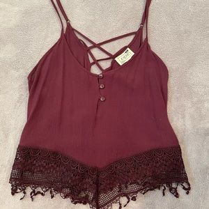 Pacsun- Purplespaghetti strap top with lace detail, size M
